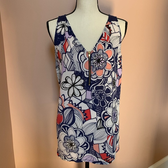 Express | Large Floral Zip Tank Top - Picture 1 of 4
